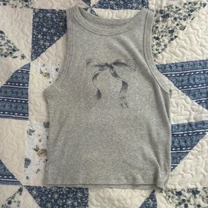 Hollister Gray Crop Top with Bow Design